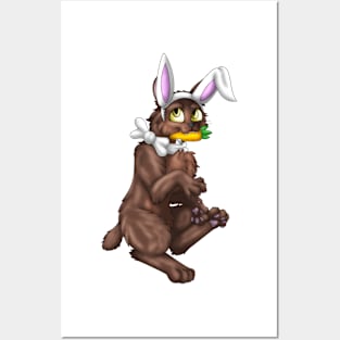 Bobtail BunnyCat: Chocolate (White) Posters and Art